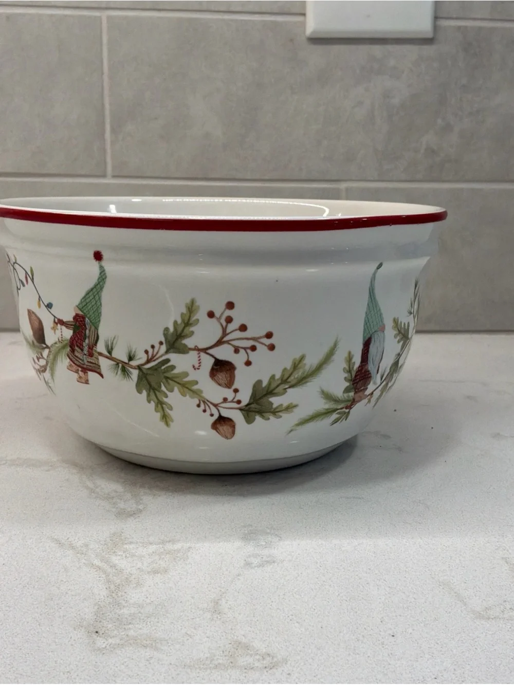 Pottery Barn Forest Gnome Serving Bowl Small Sz Nesting Set Holiday Christmas
